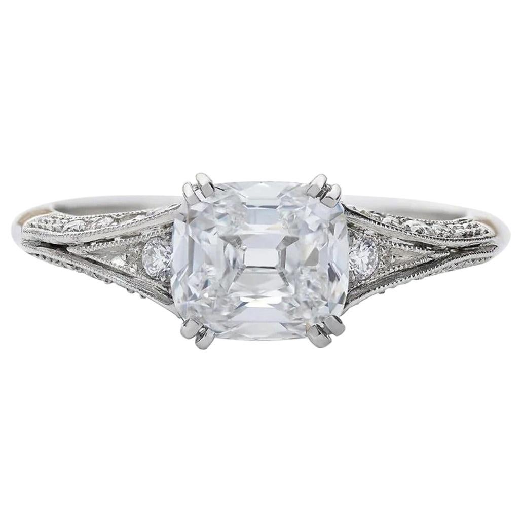 GIA Certified Neil Lane Couture Design Cushion Diamond, Platinum Engagement Ring For Sale
