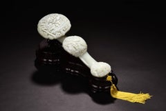 GIA Certified Nephrite Jade Ruyi Ornament in Fine Setting