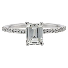 GIA Certified New 1 Carat Emerald Cut Diamond Engagement Ring