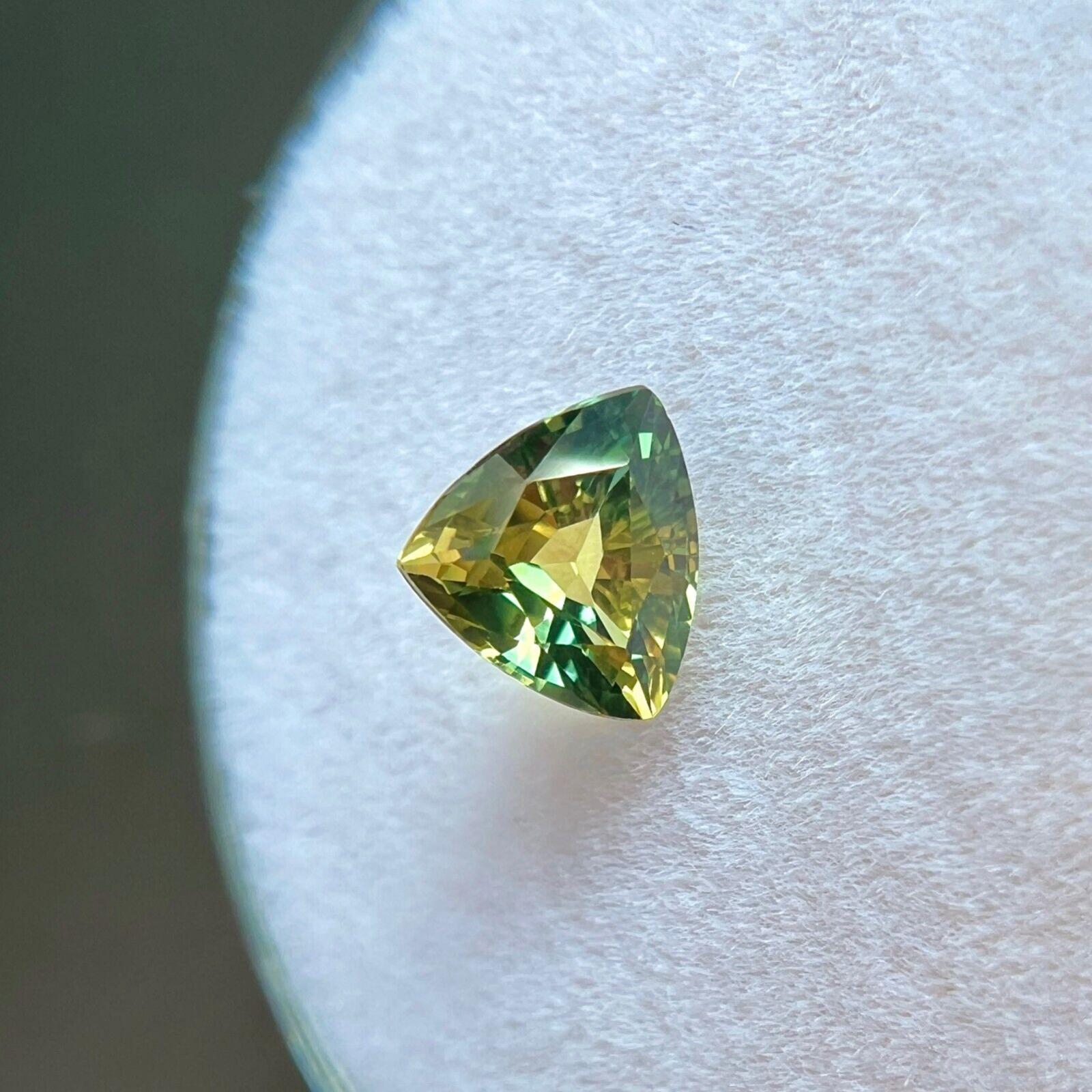 Femenino o masculino Certificado GIA Sin Calor 0,81ct Zafiro Bicolor Azul Amarillo Triángulo 5,3x5,9mm en venta