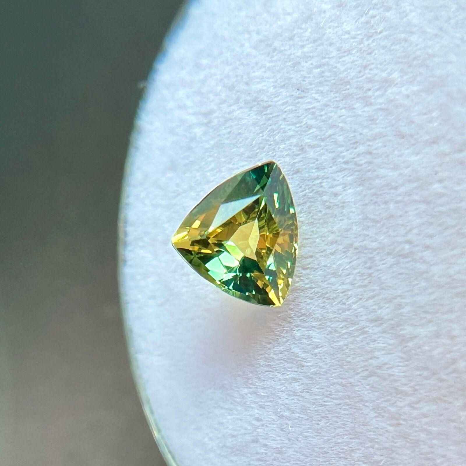 Certificado GIA Sin Calor 0,81ct Zafiro Bicolor Azul Amarillo Triángulo 5,3x5,9mm en venta 1