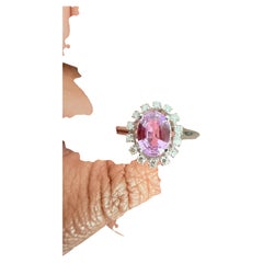 GIA Certified No Heat 1.30 Carat Natural Pink Sapphire Diamond White Gold Ring