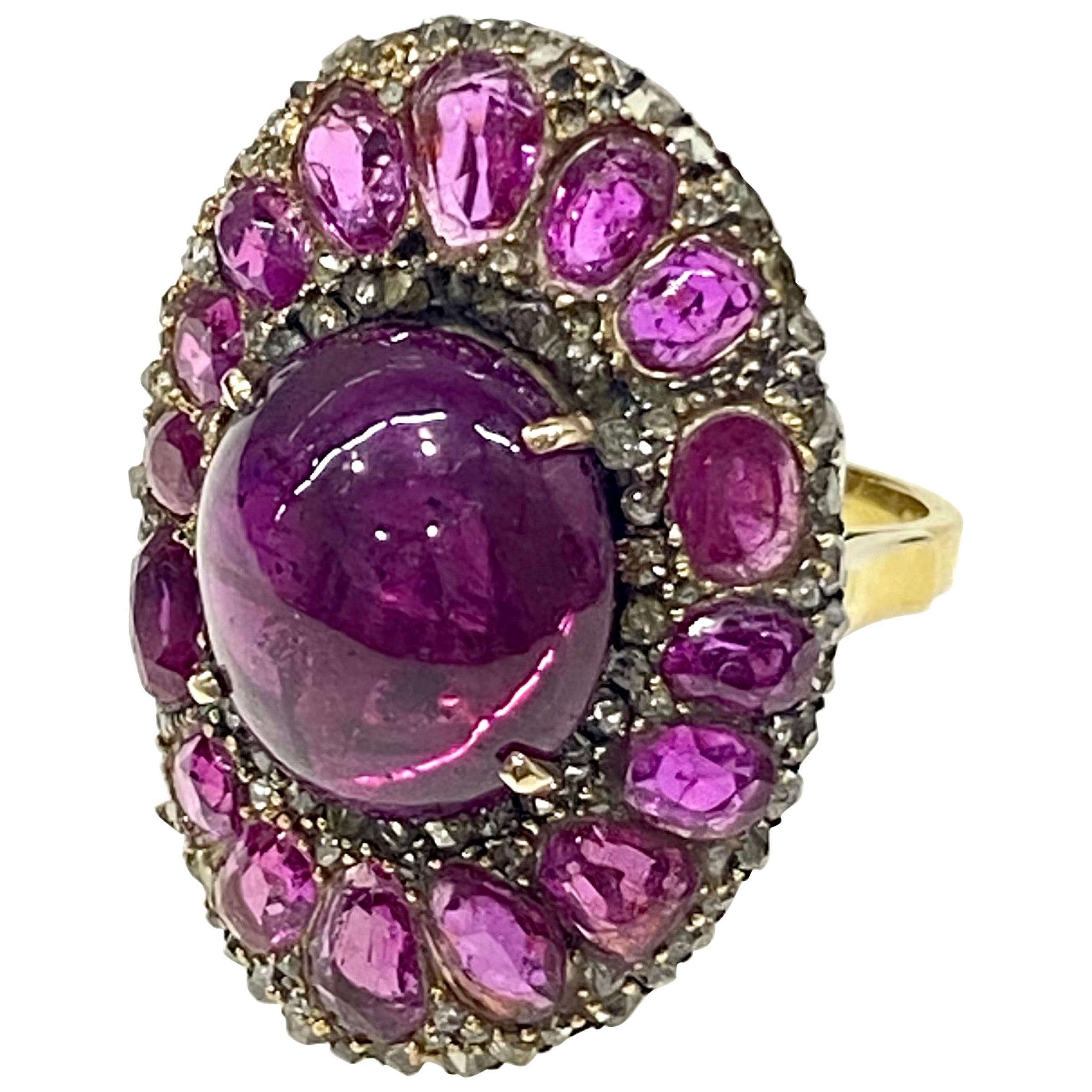 GIA Certified Unheated 15.57 Carat Ruby and 6.25 CTW Unheated Pink Sapphire Ring 1