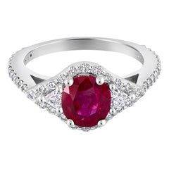 GIA Certified No Heat 1.62ct Burma Ruby & 0.90ct Diamond Platinum Ring