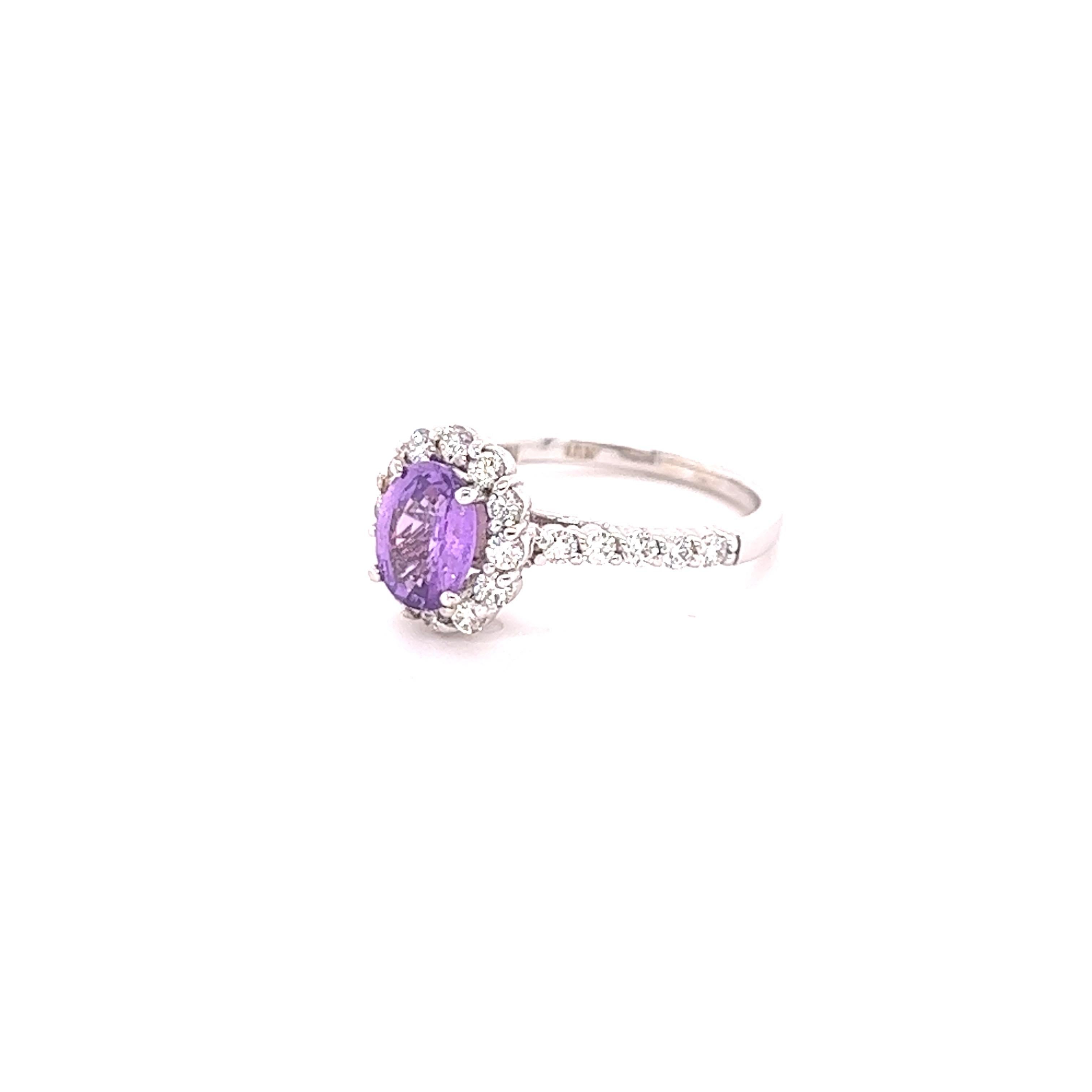 Contemporain Bague en or blanc 18 carats avec diamants et saphir rose de 1,92 carat, certifié GIA, sans chaleur en vente