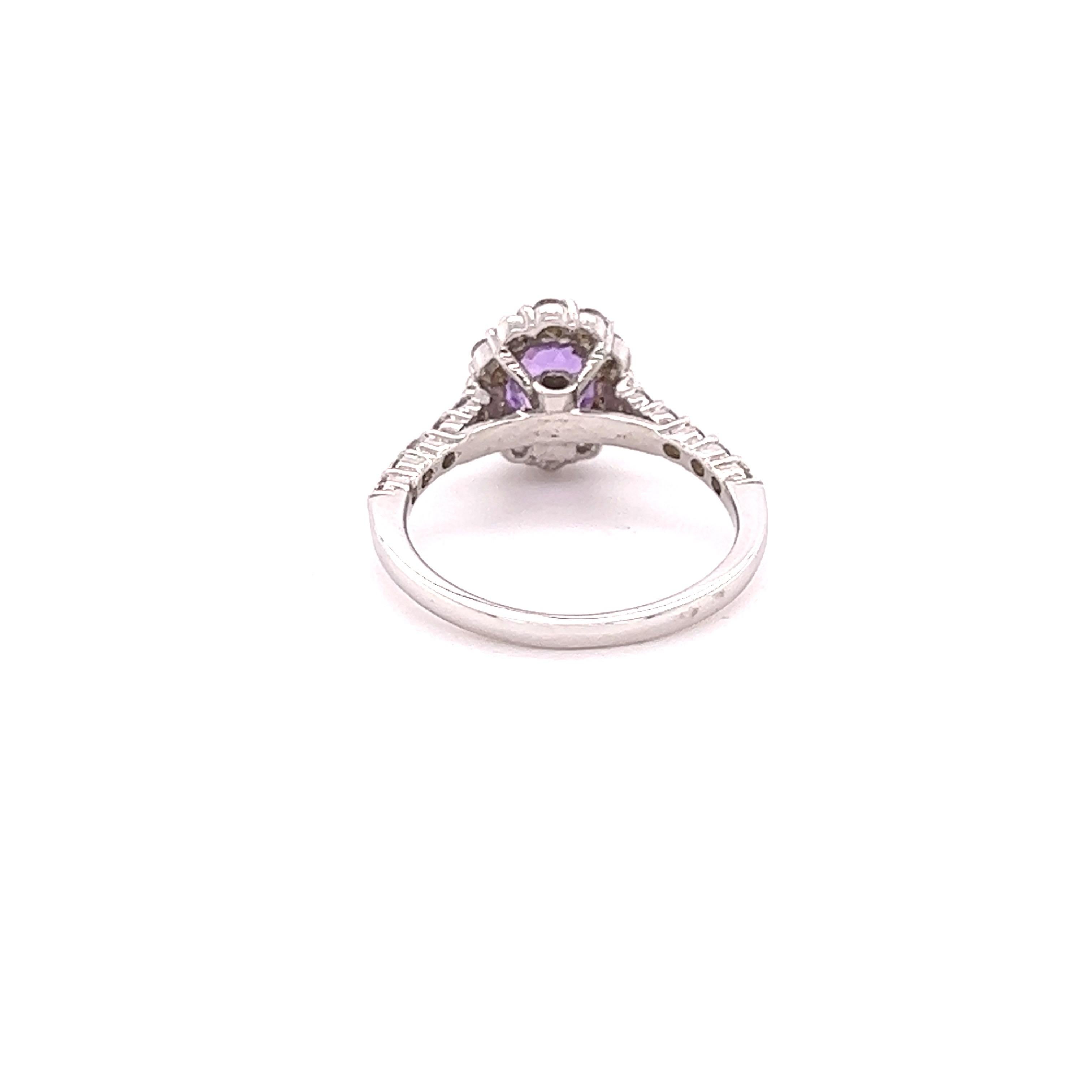 Oval Cut GIA Certified No Heat 1.92 Carat Pink Sapphire Diamond 18 Karat White Gold Ring For Sale