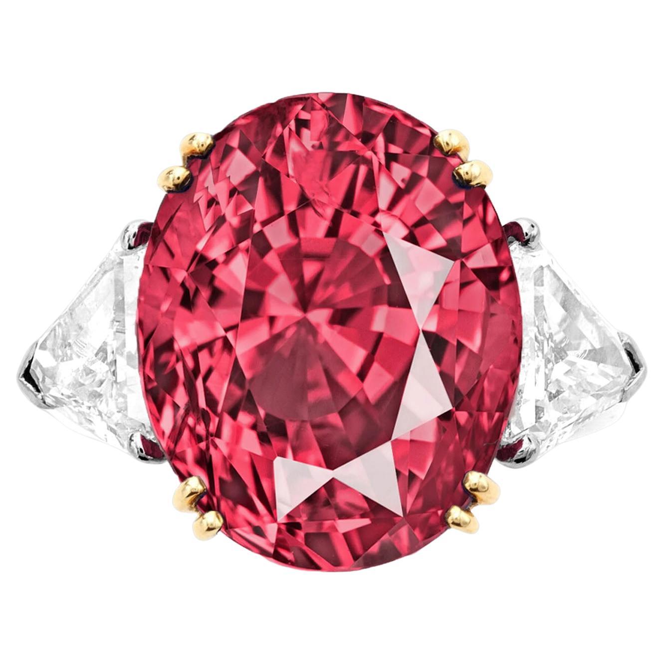 Bague en diamant ovale en spinelle rouge de 4 carats, certifiée GIA, sans chaleur