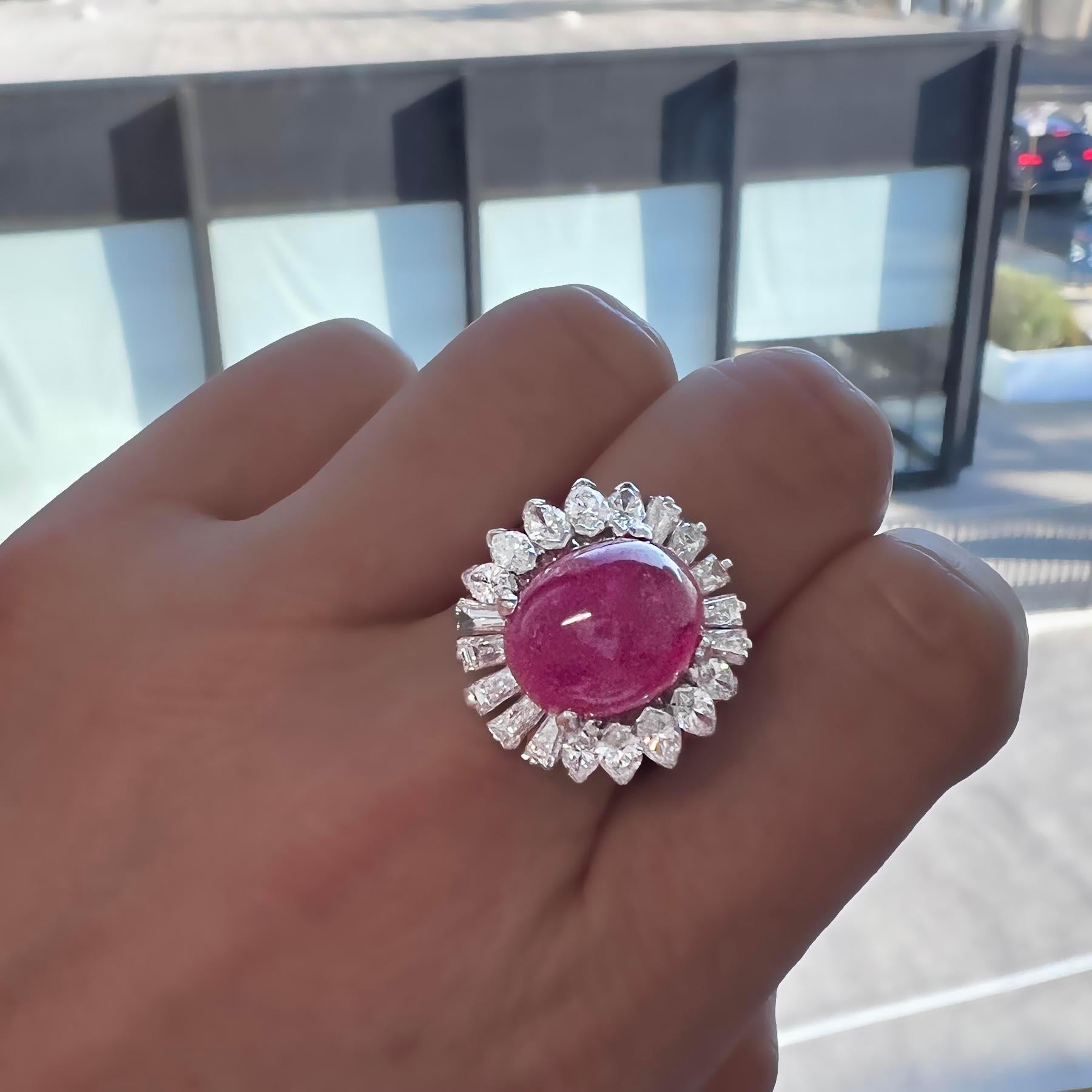 Retro GIA-Certified No Heat Afghanistan Ruby Diamond Ring For Sale