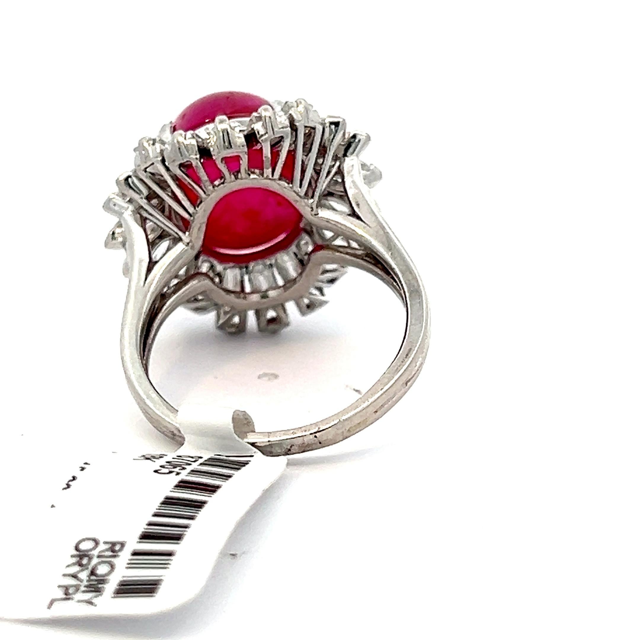 Cabochon GIA-Certified No Heat Afghanistan Ruby Diamond Ring For Sale