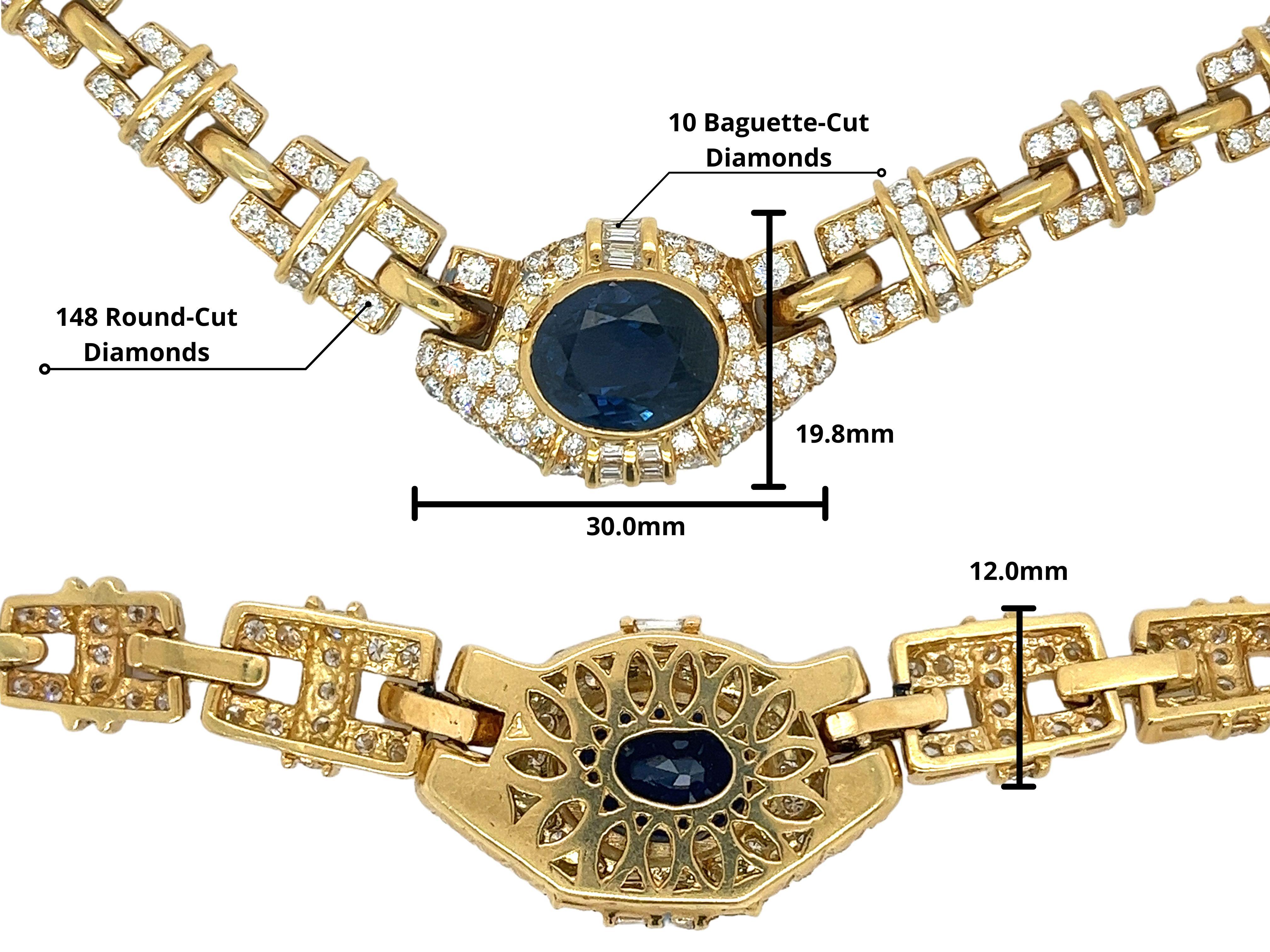 GIA-zertifizierter unbehandelter blauer Saphir und Diamant 18K Gold Kabel-Halskette im Zustand „Neu“ im Angebot in Miami, FL