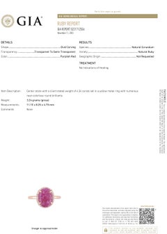 GIA Certified No Heat Burma Carved Ruby Diamond 4.69 Carat Rose Gold Ring