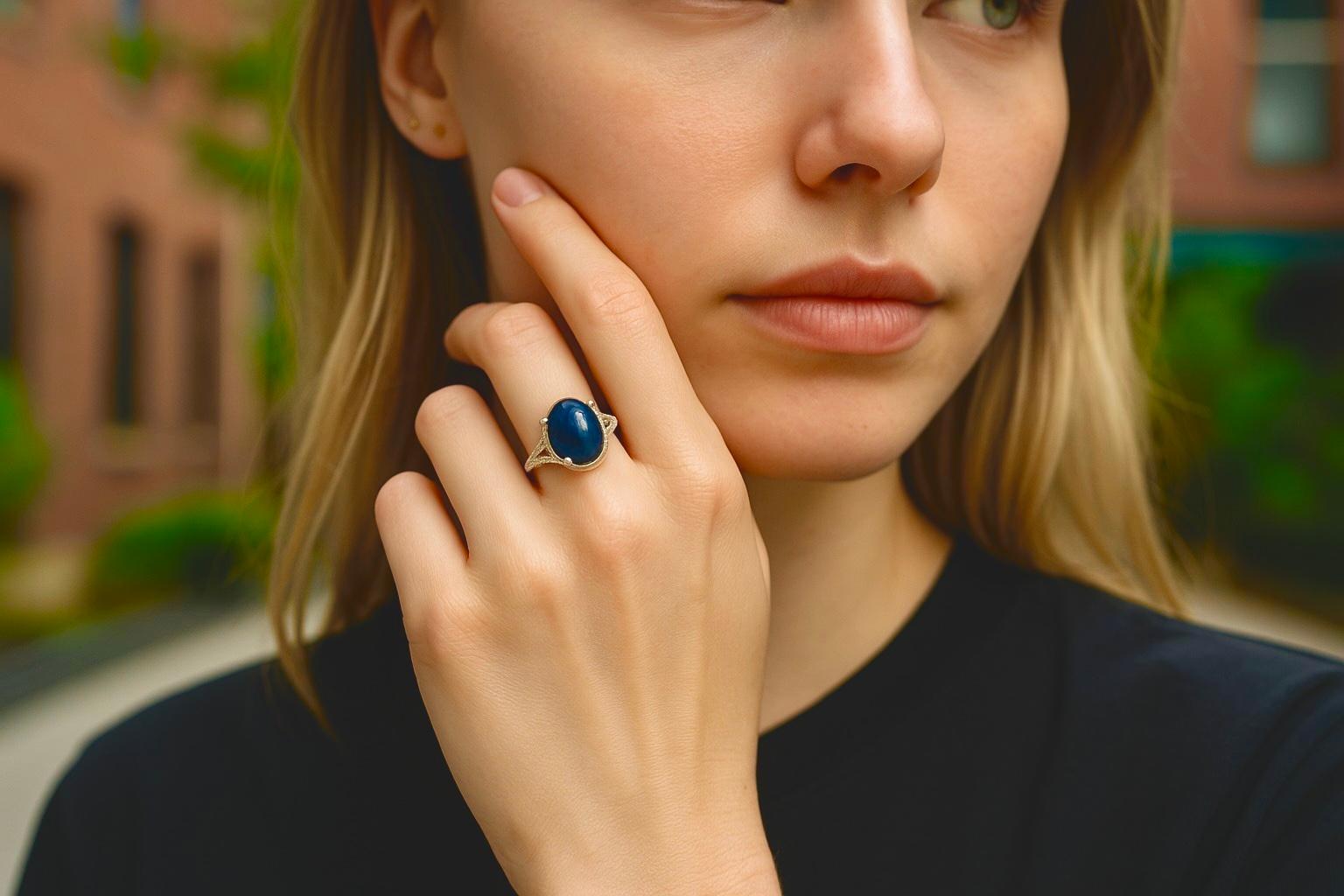 Elevate your jewelry collection with this exquisite cocktail ring featuring a GIA certified, no heat, Burma origin cabochon sapphire. This ring is a perfect blend of elegance and sophistication, meticulously crafted to showcase the beauty of the