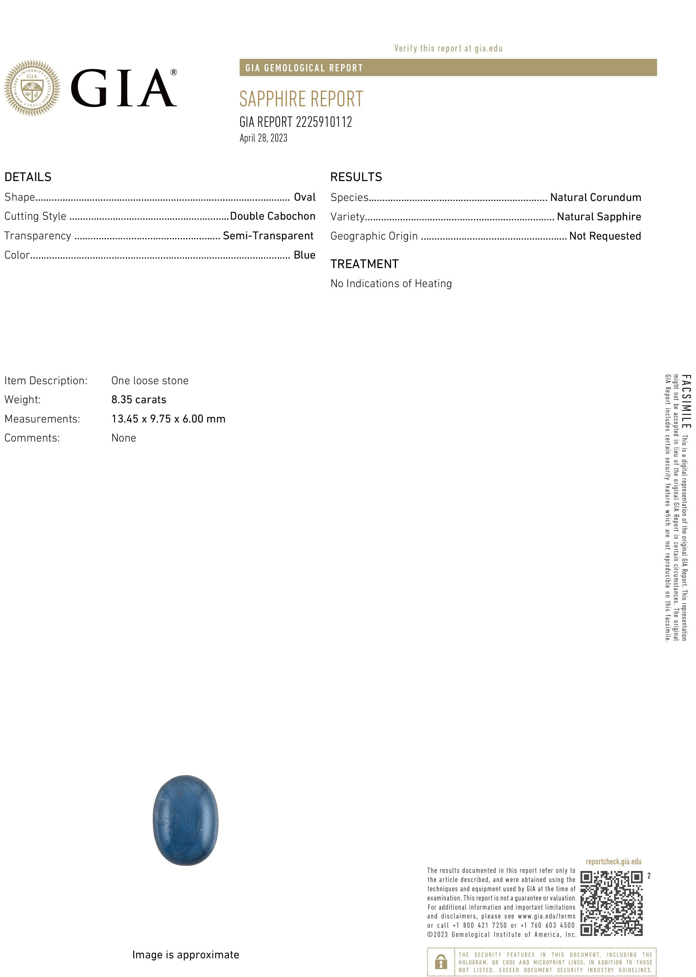 GIA Certified No Heat Burma Origin Cabochon Sapphire Diamond Cocktail Ring In condizioni Nuovo in vendita a New York, NY