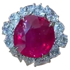 GIA Certified NO HEAT BURMA Pink Sapphire Marquise Round Diamond Cocktail Ring