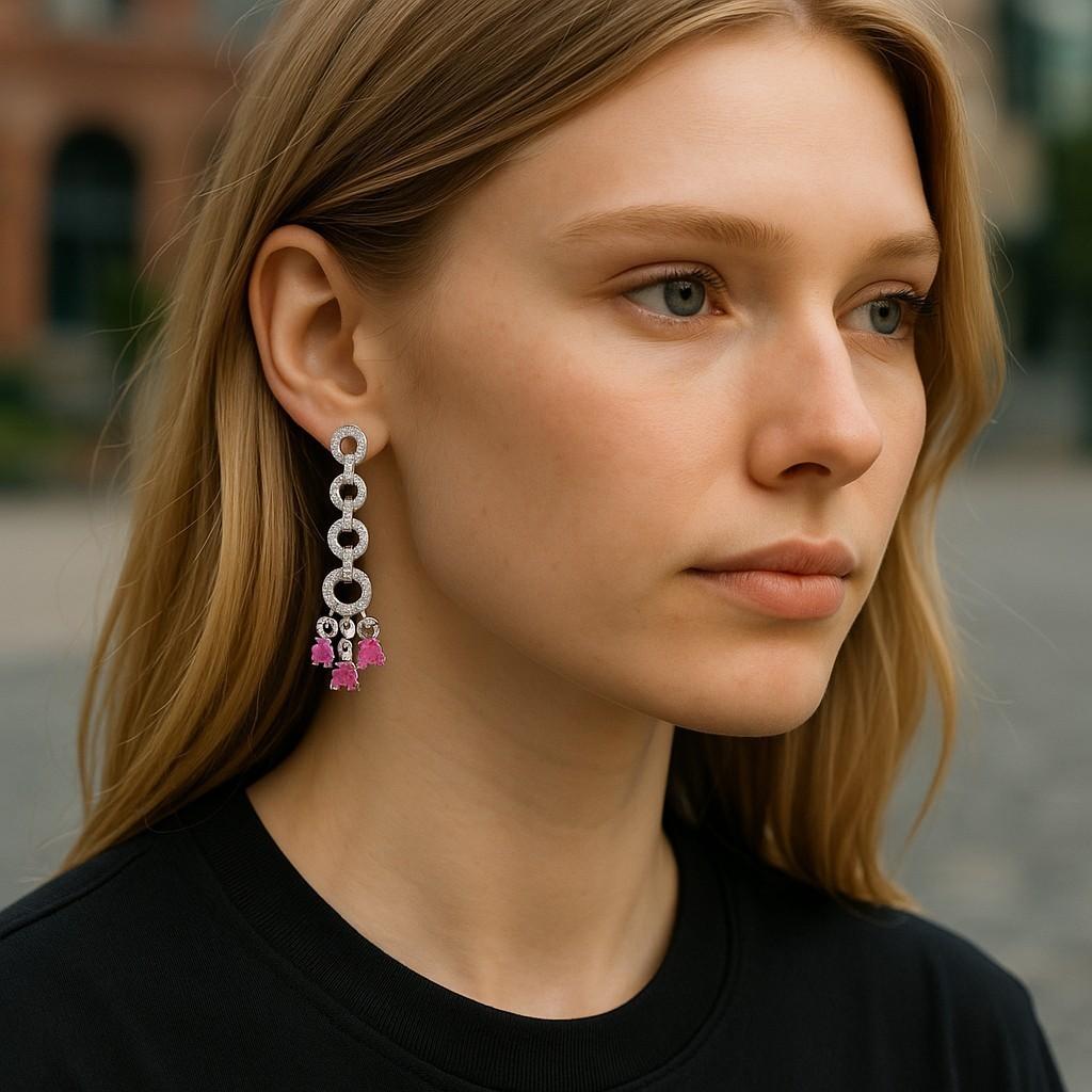 Te presentamos nuestros exquisitos Pendientes Flexibles de Cuatro Círculos de Diamantes Blancos de 14 Kilates, un verdadero epítome de la elegancia y el lujo. Estos impresionantes pendientes presentan un diseño cautivador elaborado con una