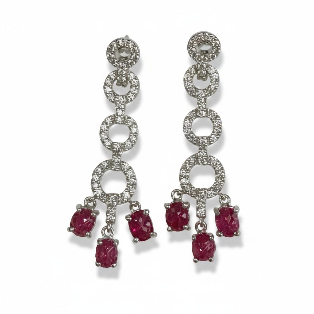 GIA Certified No Heat Burma Ruby 9,80 Carat Diamond Circles Orecchini in oro bianco in vendita 1