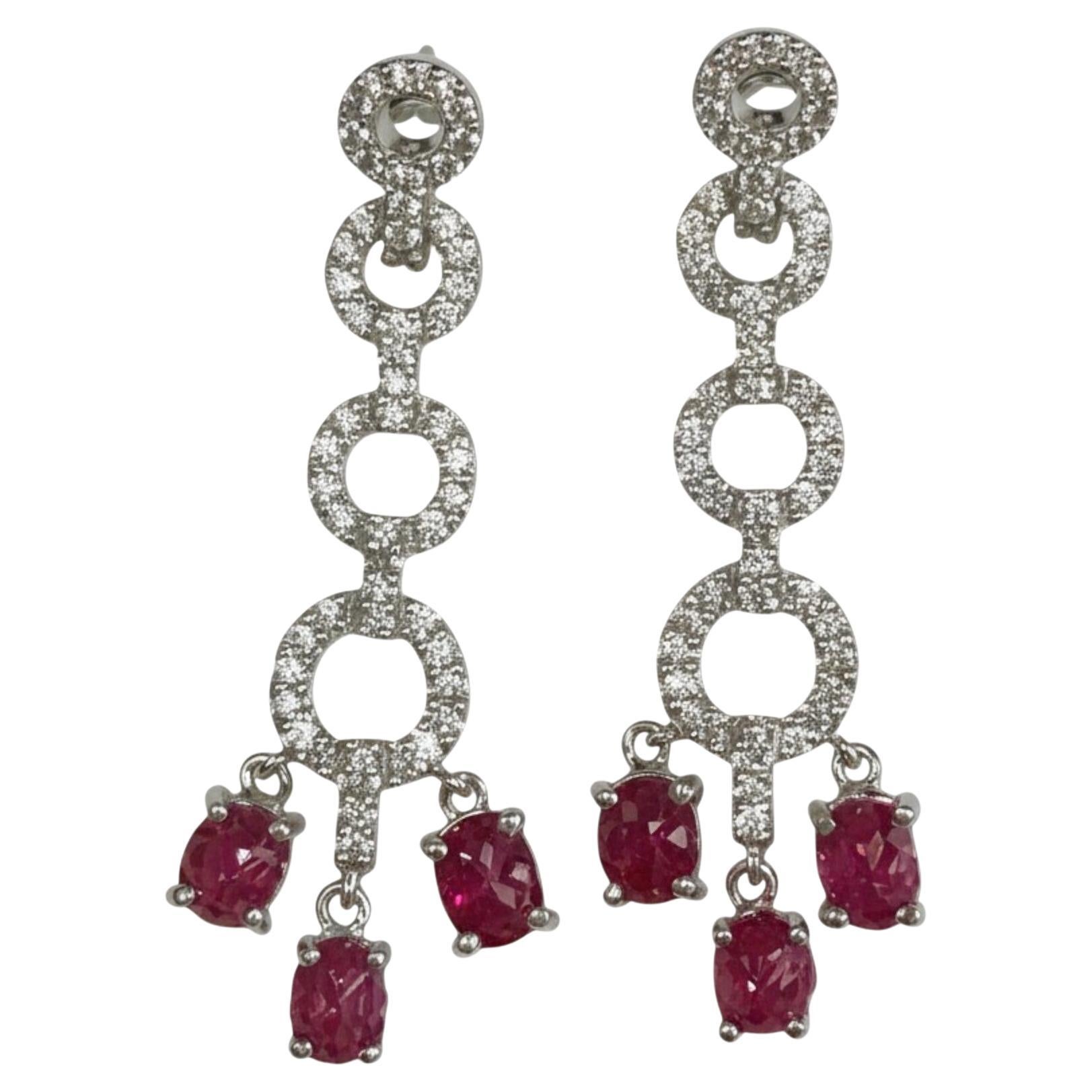 GIA Certified No Heat Burma Ruby 9,80 Carat Diamond Circles Orecchini in oro bianco