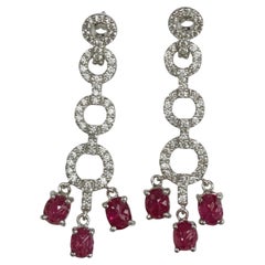 GIA Certified No Heat Burma Ruby 9.80 Carat Diamond Circles White Gold Earrings