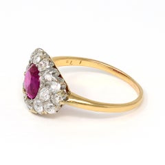 GIA Certified No Heat Burma Ruby Ring with Diamonds
