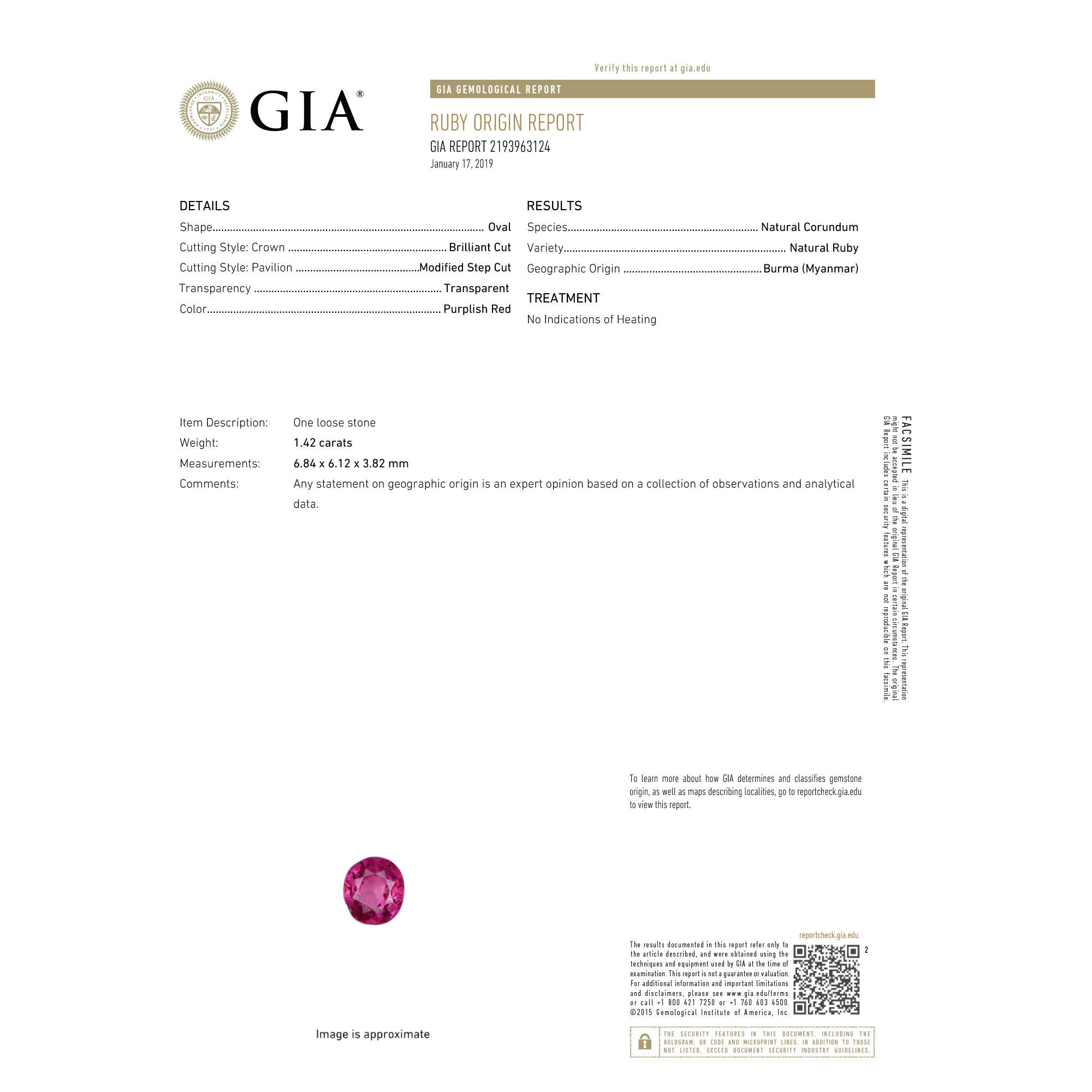 Bague en rubis de Birmanie sans chaleur certifié GIA avec diamants Bon état - En vente à Miami, FL