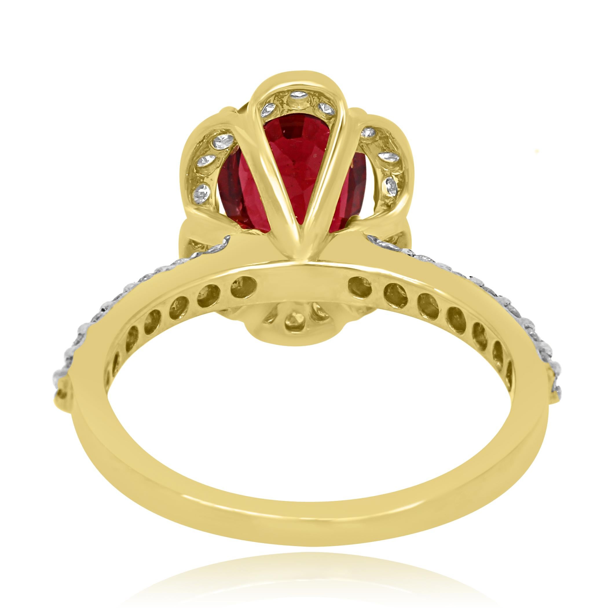 GIA Certified No Heat Burma Spinel  Diamond Halo Gold Bridal Fashion Ring 1