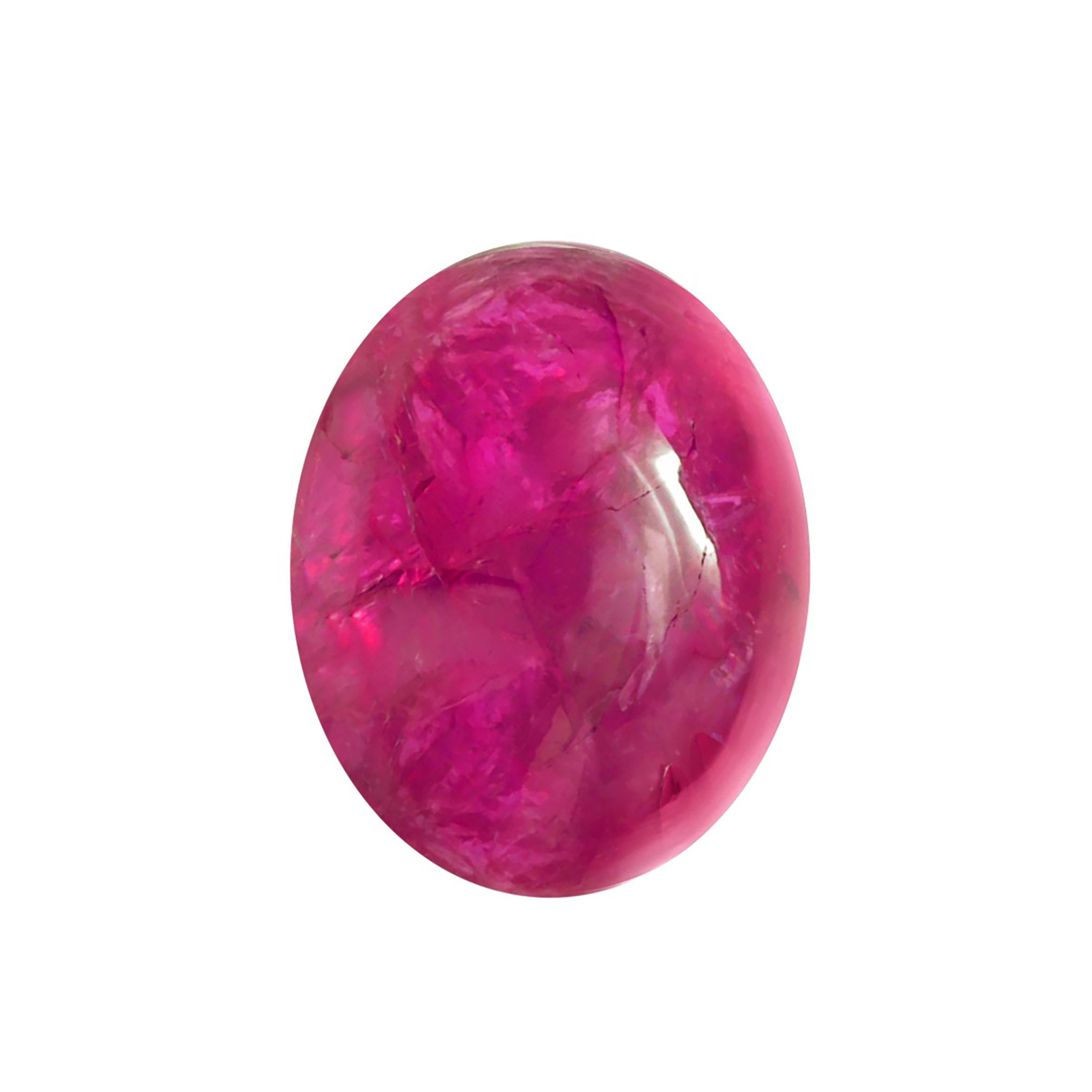 Contemporary GIA Certified No Heat Cabochon Burma Ruby Loose Stone Weighing 5.05 Carats
