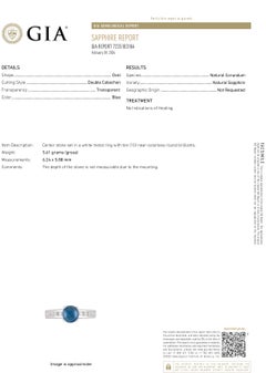 GIA Certified No Heat Cabochon Sapphire 1.51 Diamond 0.30 Carat Platinum Ring