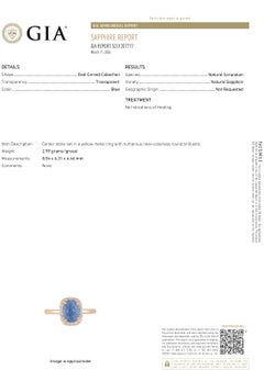 GIA Certified No Heat Carved Sapphire Diamond 2.61 Carat 18 Karat Yellow Gold