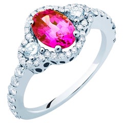 GIA Certified No Heat Ceylon Pink Sapphire Diamond Ring, 1.34ct, 18K