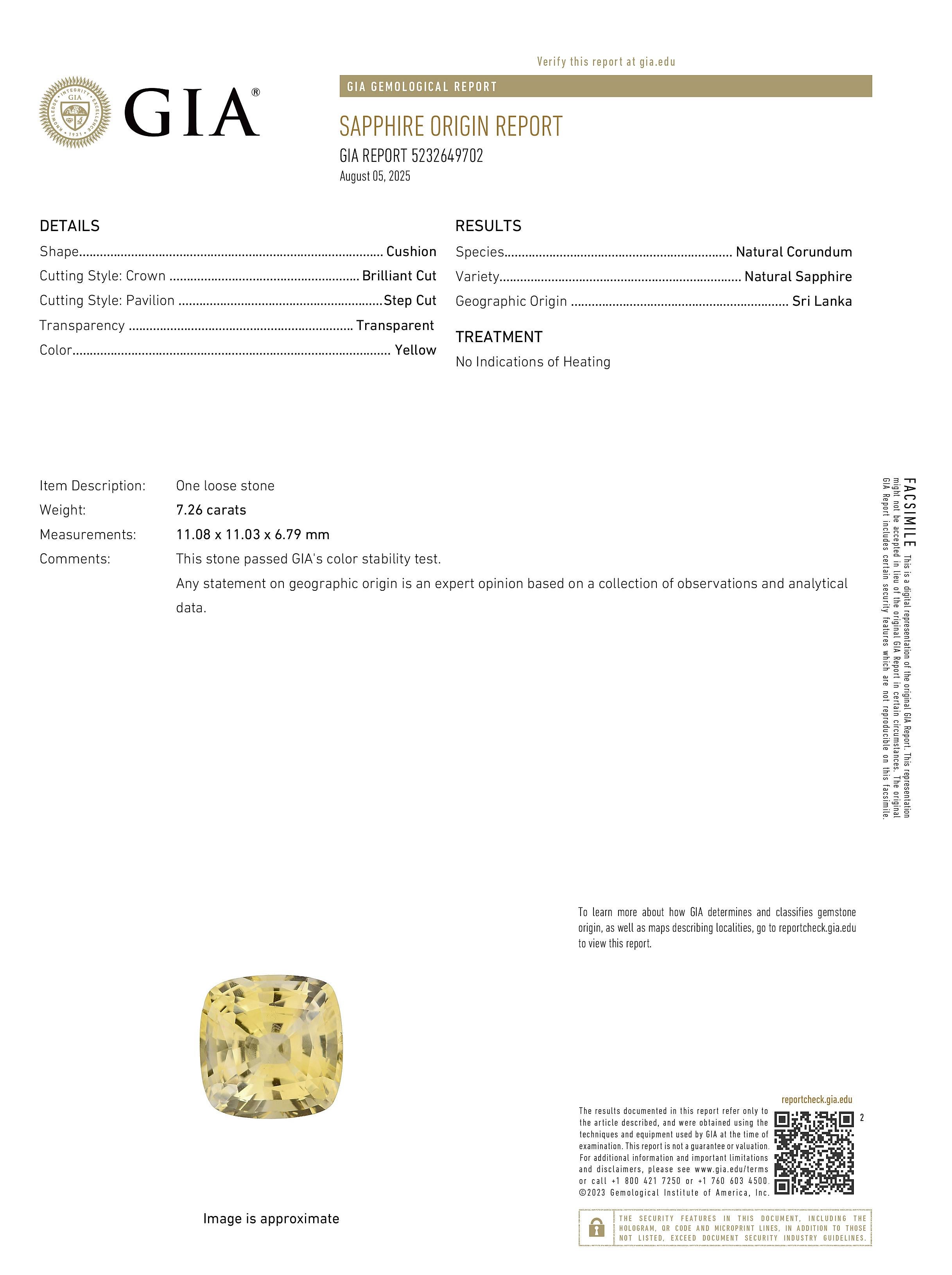 Bague en platine avec saphir jaune de Ceylan et diamant certifiés GIA en vente 2