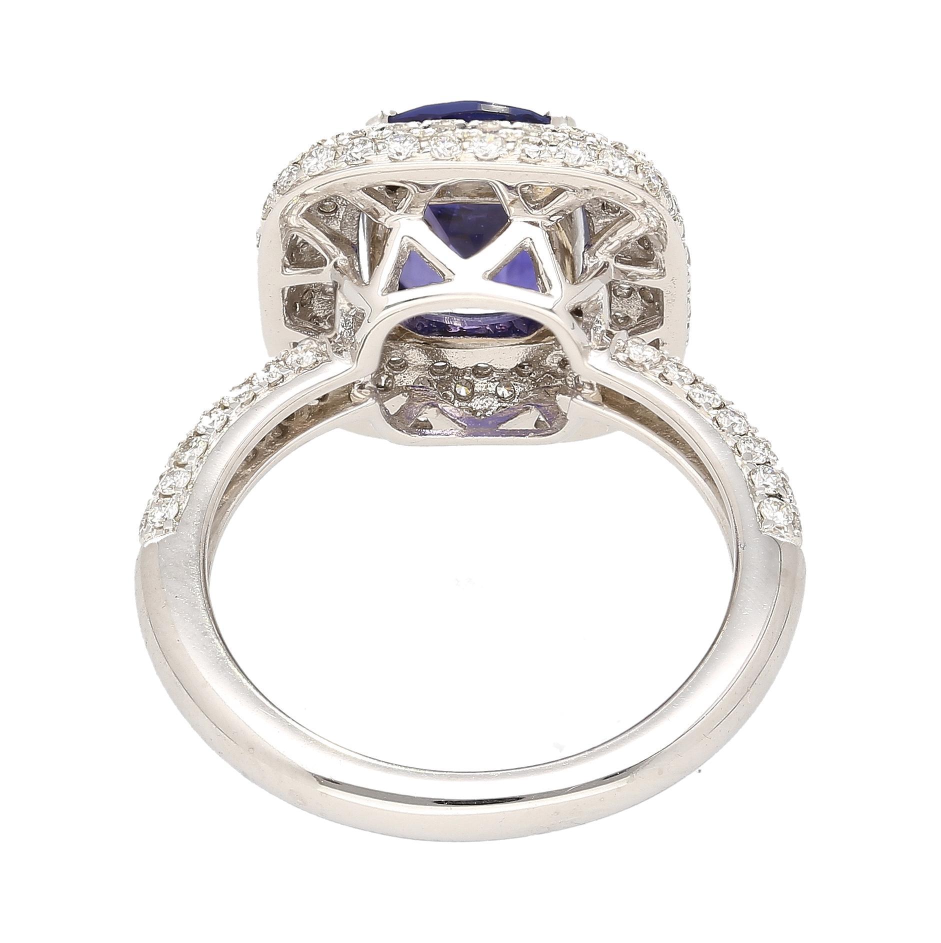 GIA-zertifizierter Ring mit unbehandeltem, violett-blauem Saphir 3,25 Karat Damen im Angebot