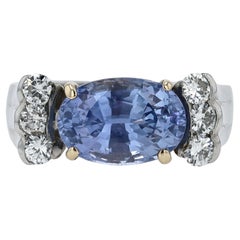 Anello di fidanzamento con zaffiro blu fiordaliso certificato GIA No Heat