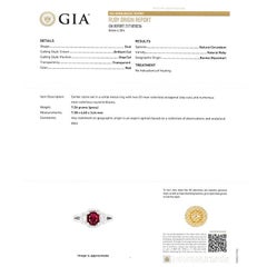 GIA Certified No Heat Myanmar Ruby 1.48 Carat Diamond 1.20 Carat Platinum Ring