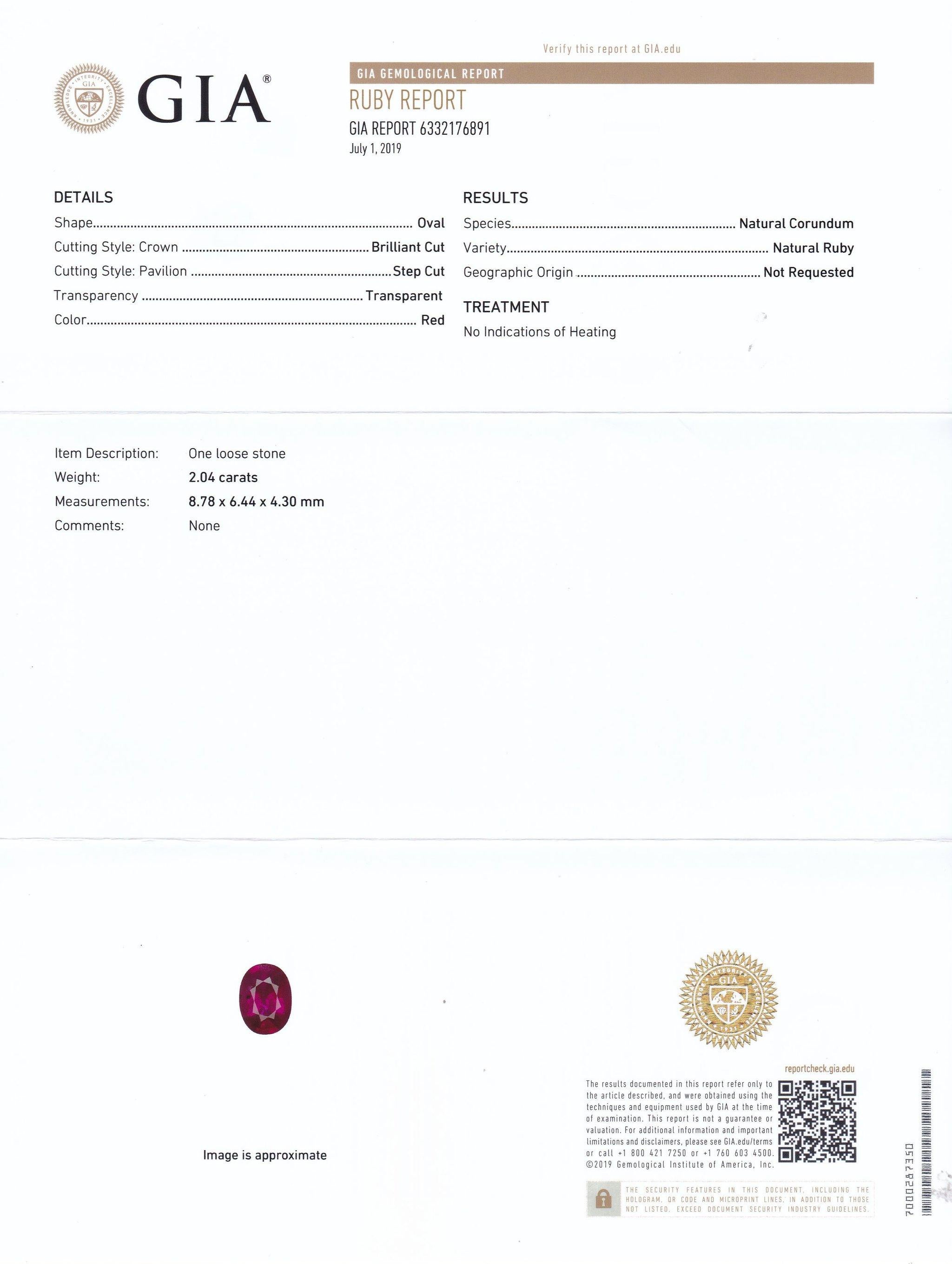 GIA Certified No Heat Oval Ruby with Pear and Round Brilliant Cut Cocktail Ring In New Condition In Chicago, IL