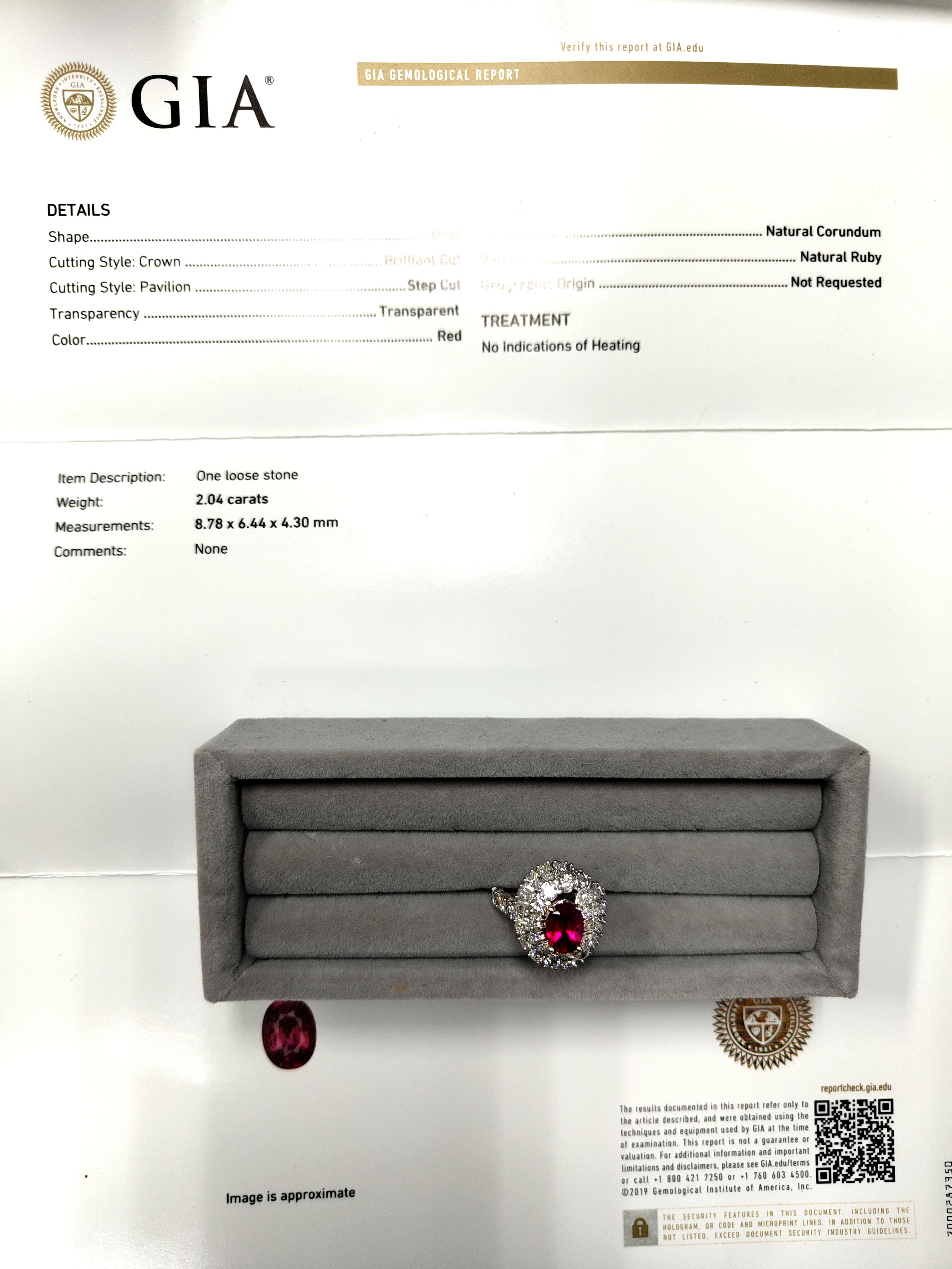 Bague de cocktail certifiée GIA avec rubis ovale, poire et taille ronde brillante Unisexe en vente