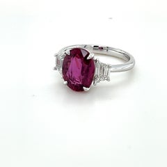 GIA Certified No Heat Ruby & Diamond Ring in Platinum