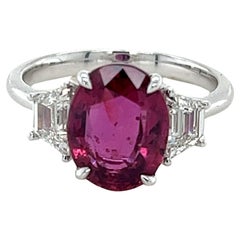 GIA Certified No Heat Ruby & Diamond Ring in Platinum