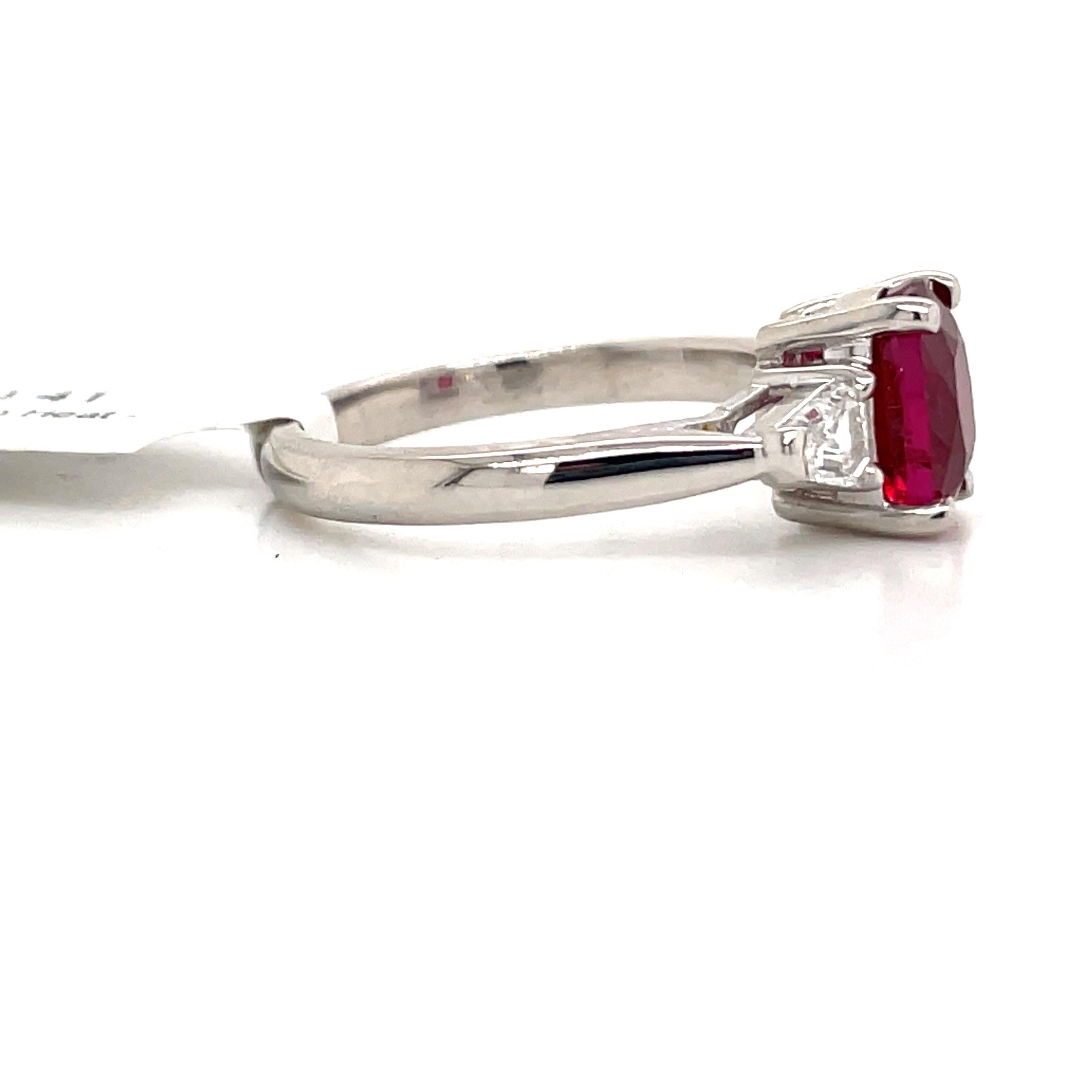 leibish ruby pear gemstone 3 stone ring platinum size 6½ 2 ct grs