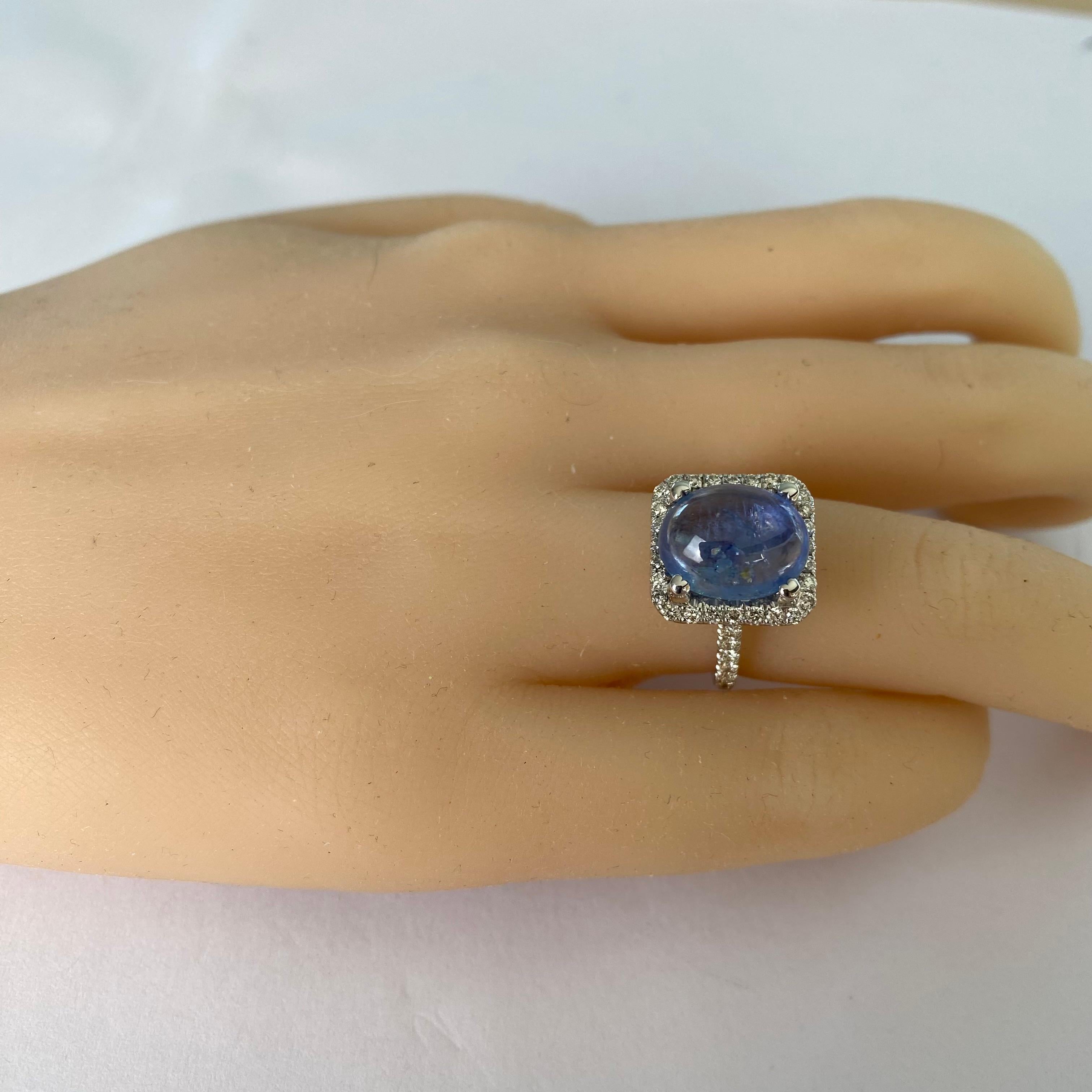 GIA Certified No Heat Sapphire 6.46 Carat Diamond 0.75 Carat White Gold Ring 5.5 For Sale 12