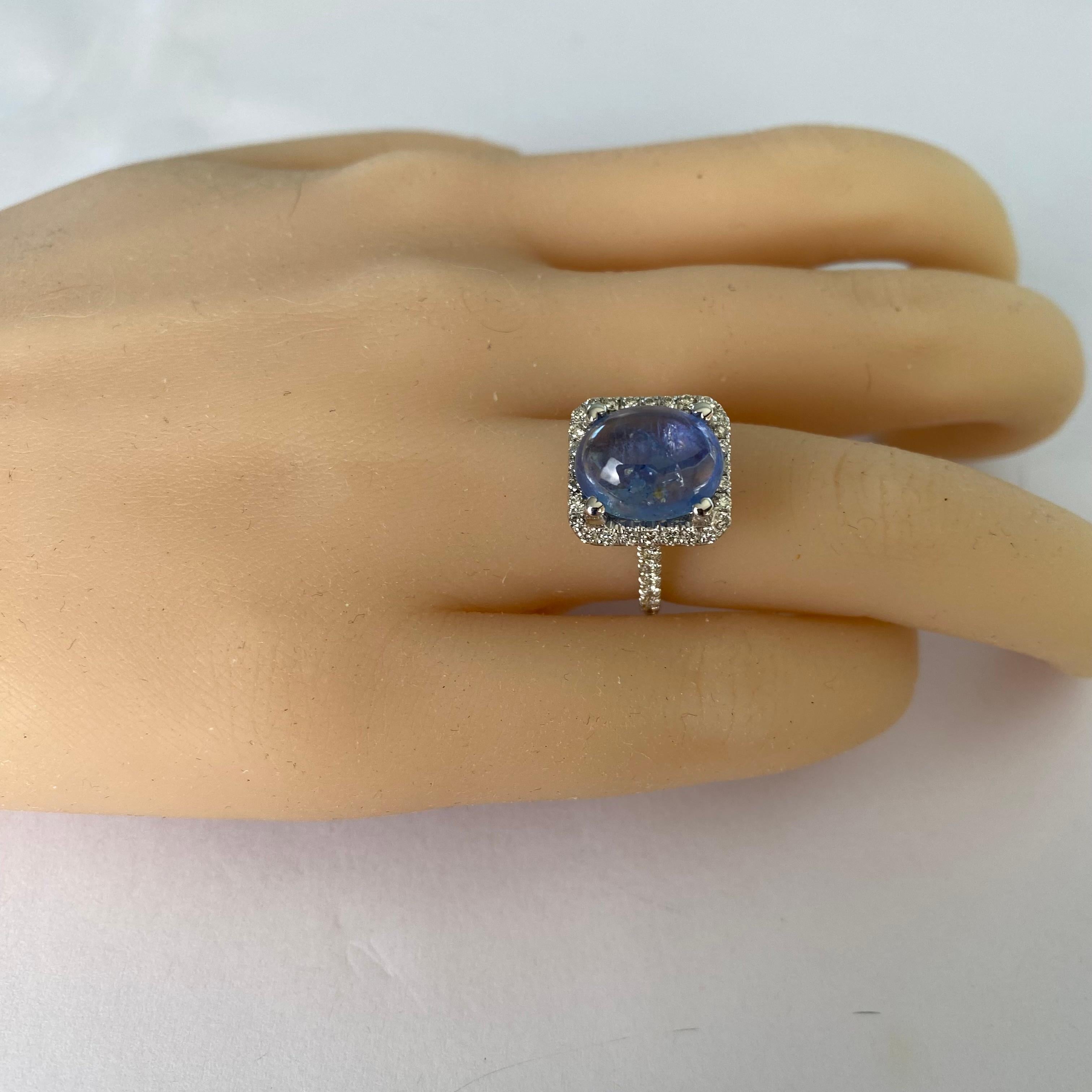 GIA Certified No Heat Sapphire 6.46 Carat Diamond 0.75 Carat White Gold Ring 5.5 For Sale 9