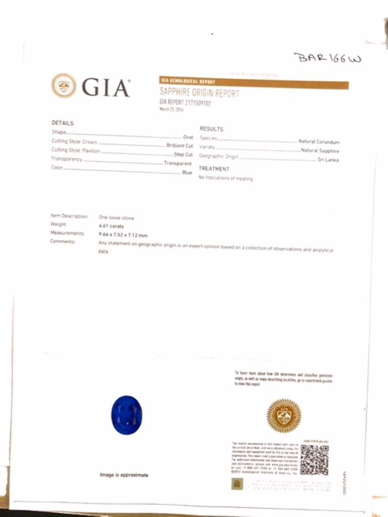 GIA Certified No Heat Sapphire Oval 4.61 Carat Diamond Double Halo Gold Ring For Sale 2