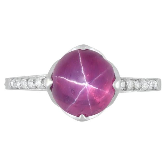 GIA Certified No Heat Star Ruby in Vintage Platinum Ring Signed Dreicer & Co. For Sale
