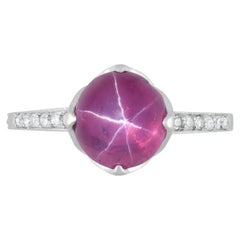 GIA Certified No Heat Star Ruby in Vintage Platinum Ring Signed Dreicer & Co.