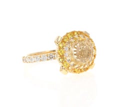 GIA Certified No Heat Yellow Sapphire Diamond 14k Yellow Gold Engagement Ring
