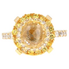 GIA Certified No Heat Yellow Sapphire Diamond 14k Yellow Gold Engagement Ring