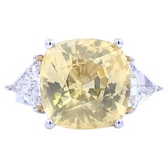 GIA Certified, No Heat Yellow Sapphire Three Stone Ring 'Ref #17777'