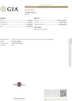 GIA Certified No Indication Heating Emerald Shaped Ruby Diamond Platinum Ring