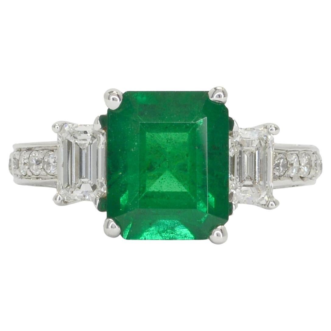 GIA Certified No Oil 4 Carat Emerald Engagement Ring
