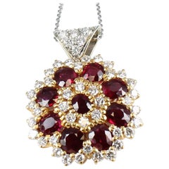 GIA Certified Non-Heat Burmese Ruby Diamond Pendant in 18 Karat Yellow Gold