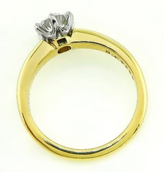 GIA Certified Old Euro Diamond 6 Prong Solitaire Gold Ring